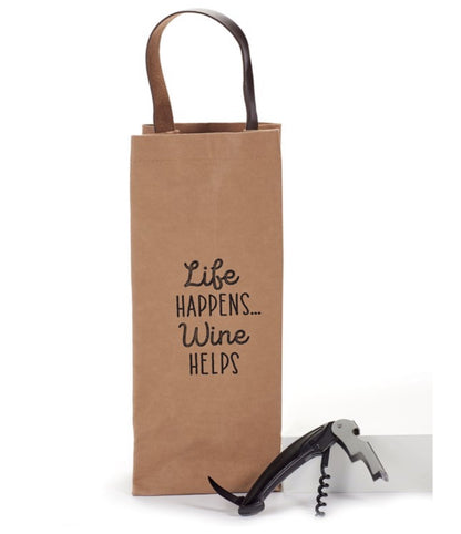 Life Happens Wine Helps Wine Bottle Bag