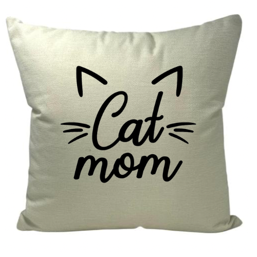 Cat Mom Pillow Beige