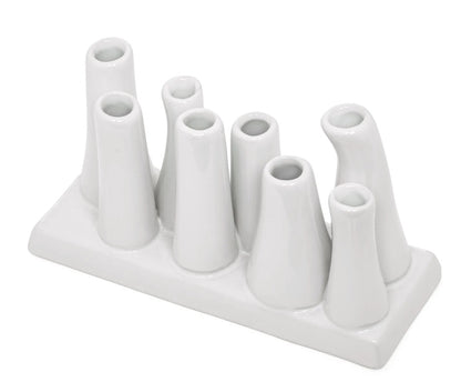 Eva Rectangle White Ceramic 8 Tube Multi Bud Vase