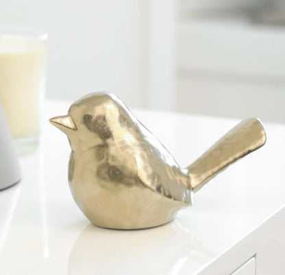 Lilo Dimpled Ceramic Bird Decor Sculpture - Gold