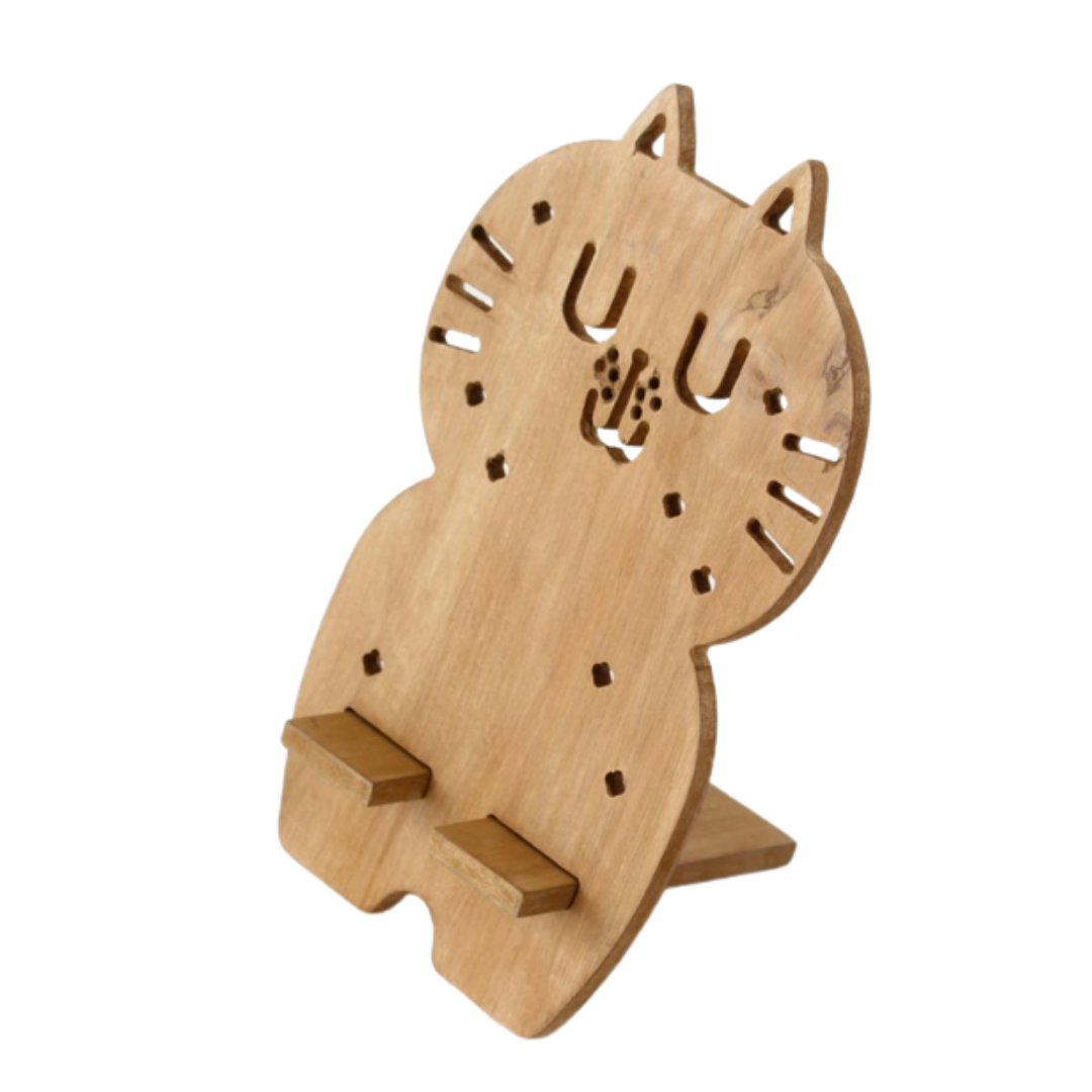 Cat Wooden Cell Phone Holder