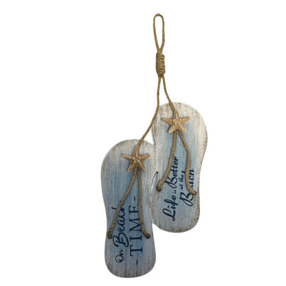 Pair Of Wooden Hanging Flip Flops