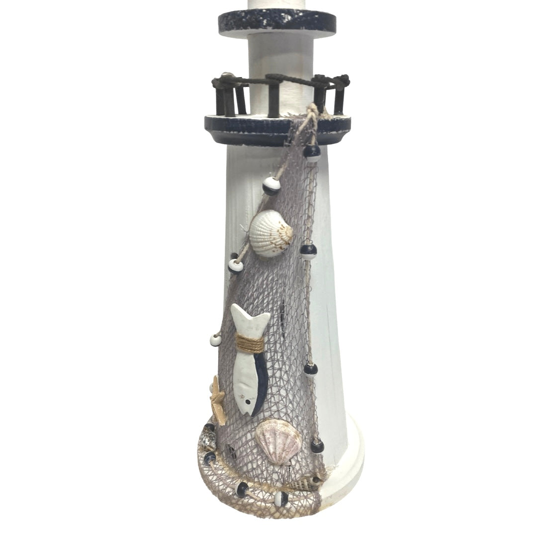 Navy Blue Lighthouse With Fish & Shells