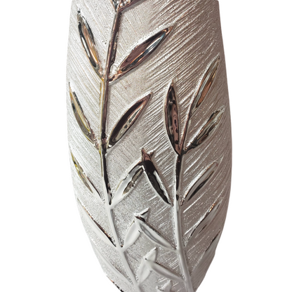 Silver Ceramic Leaf Vase