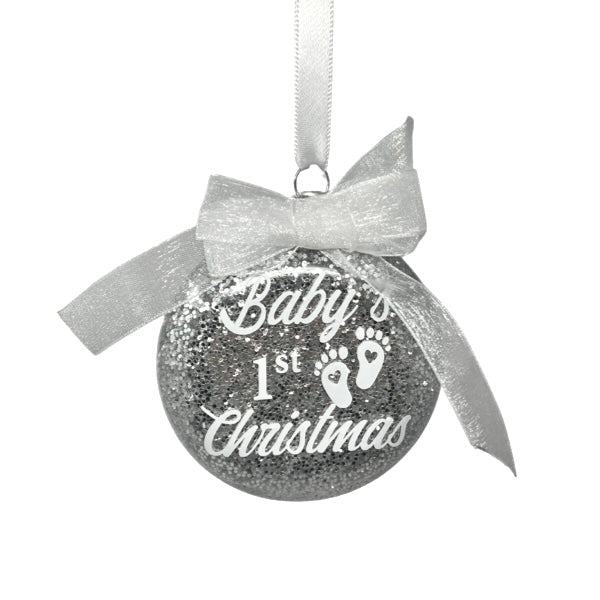 Baby’s First Christmas Silver Glass Glitter Ornament