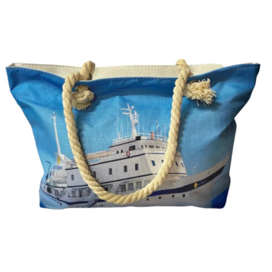 Blue Boat Shoulder Tote Bag