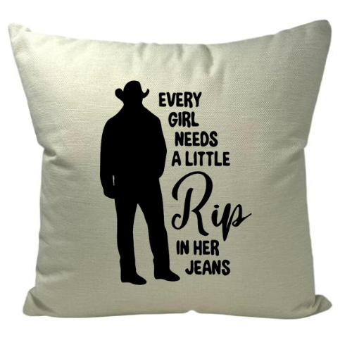 Every Girl Needs A Little Rip Yellowstone Pillow Beige