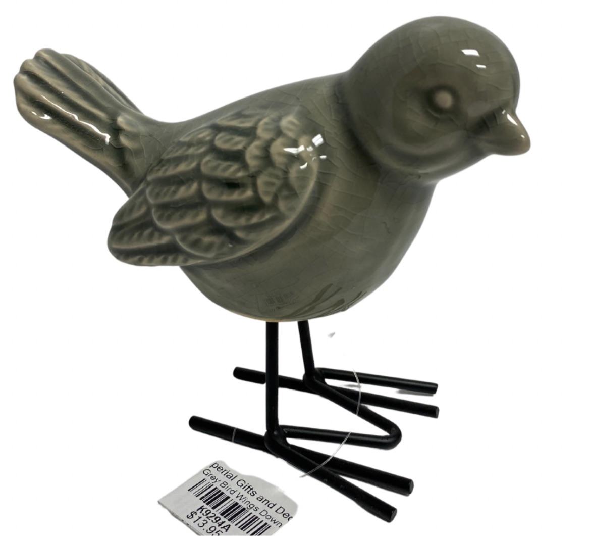 Grey Standing Ceramic Bird - Available in 2 Styles