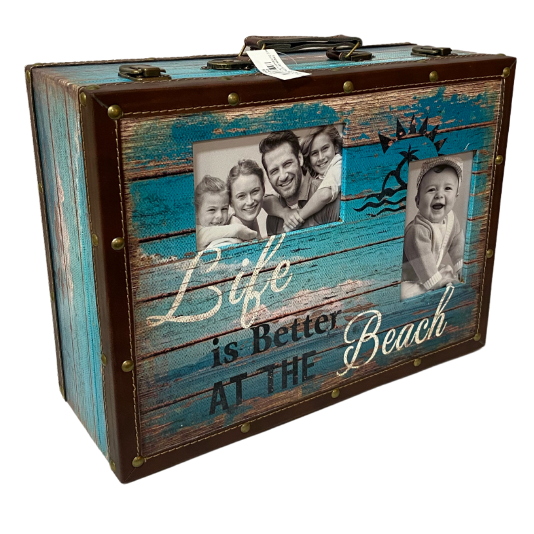 Life Is Better At The Beach Suitcase Storage Box With Picture Frames - Available in 2 Sizes