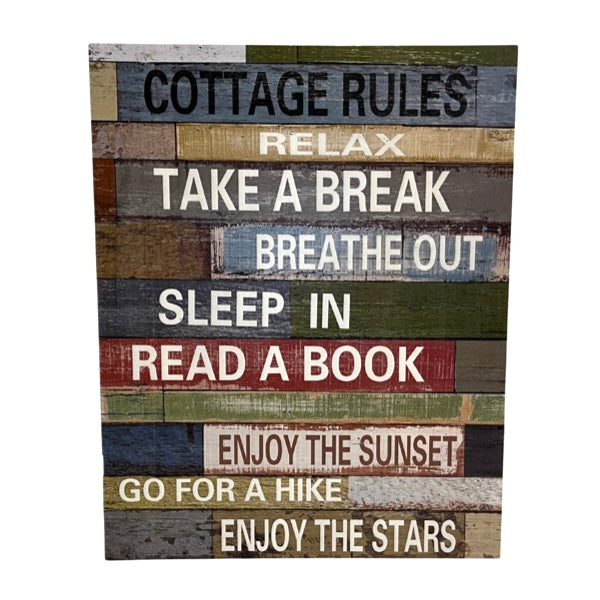 Cottage Rules Wooden Sign (Relax)