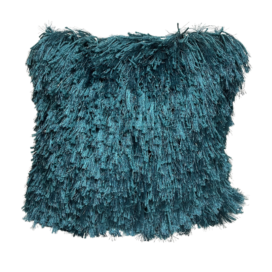 Teal Furry Decorative Cushion