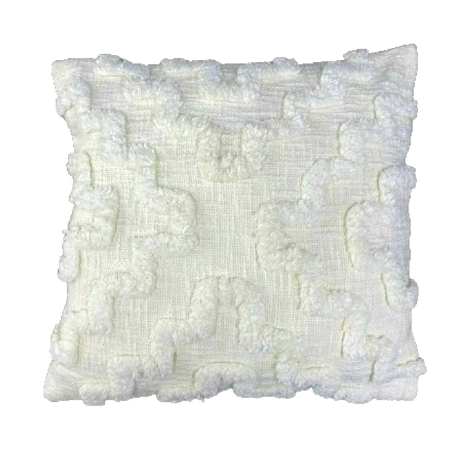 Cotton Slub Yarn Cushion (Cross) (Ivory)
