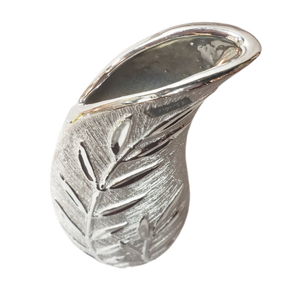 Silver Ceramic Leaf Vase