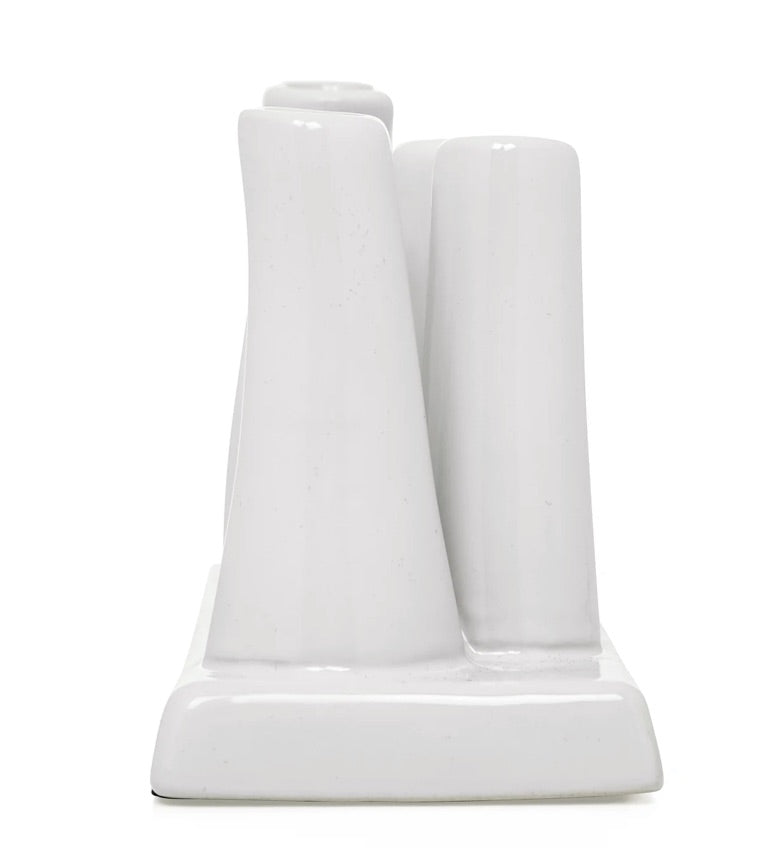 Eva Rectangle White Ceramic 8 Tube Multi Bud Vase