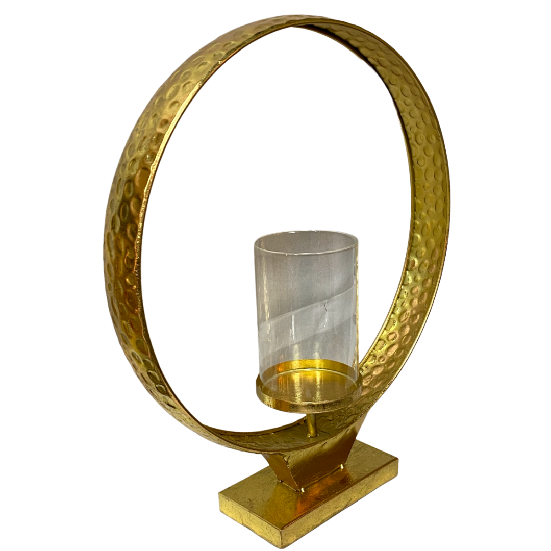 Golden Candle Holder With Glass