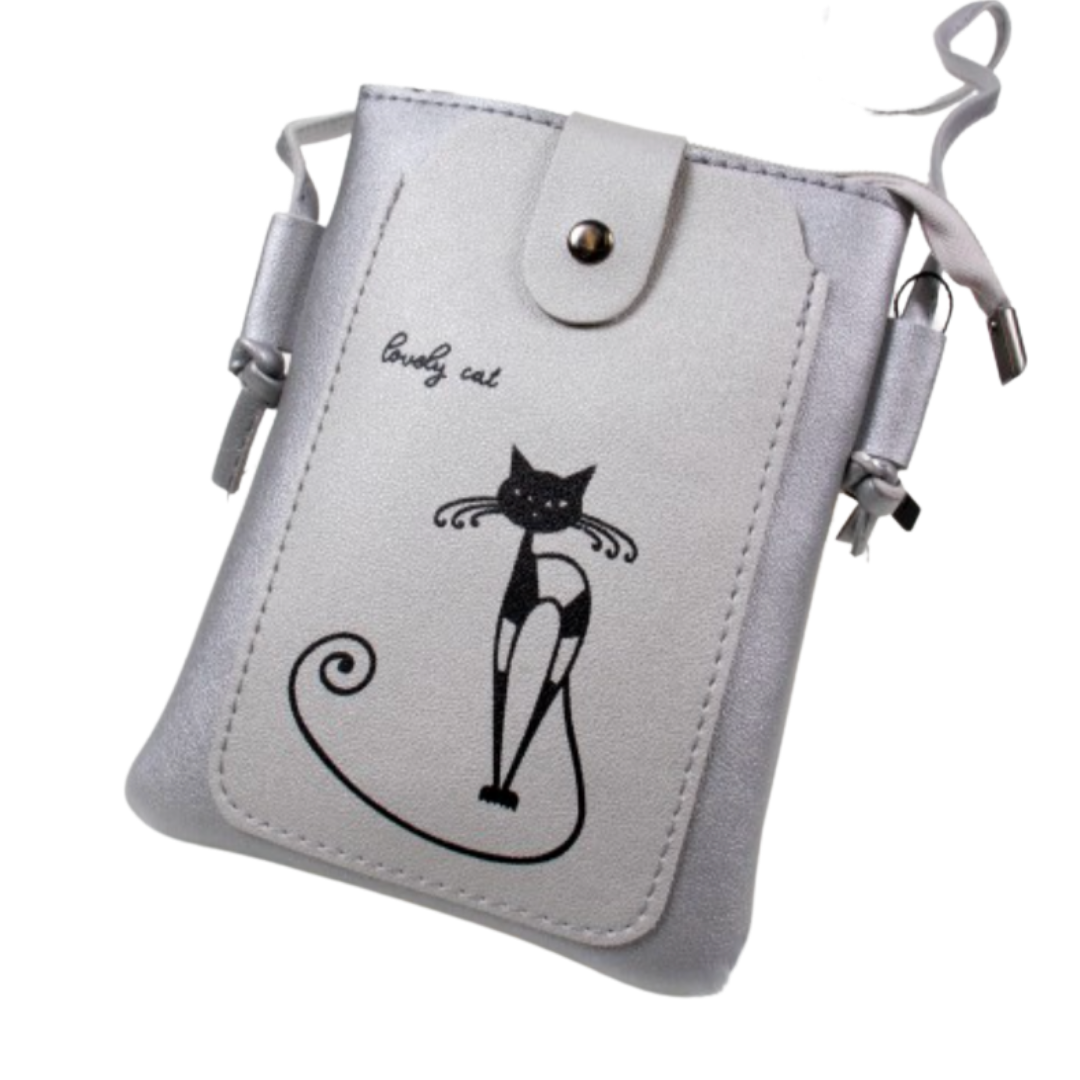 Cat Faux Leather Cellphone Bag - Available in 4 Assorted Colours