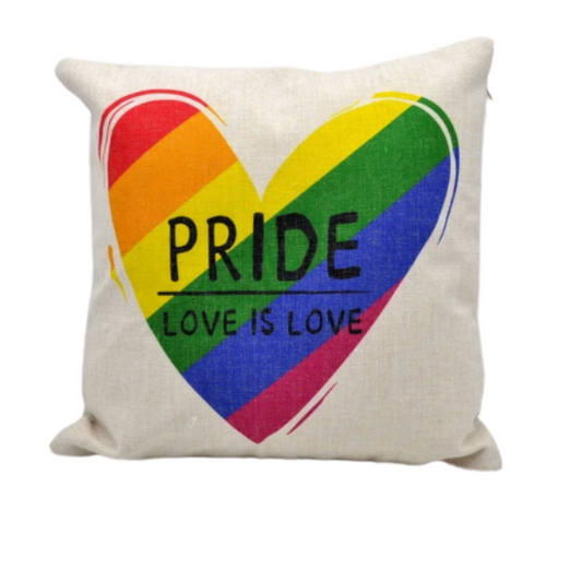 Pride Rainbow Heart Throw Pillow