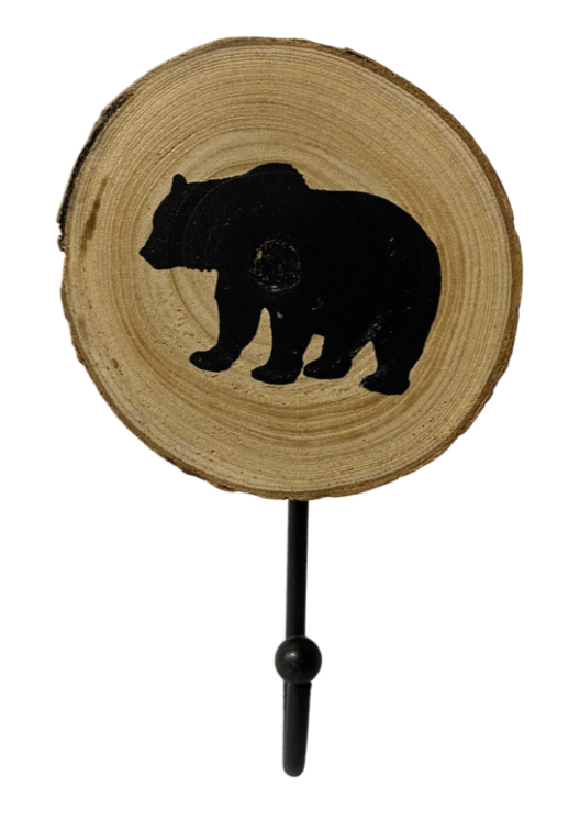Natural Wood Bear Single Hook