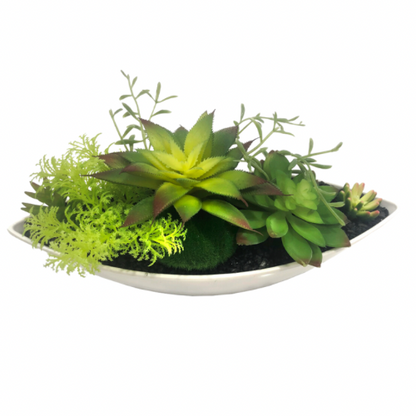 Bowl Planter with Artificial Plants