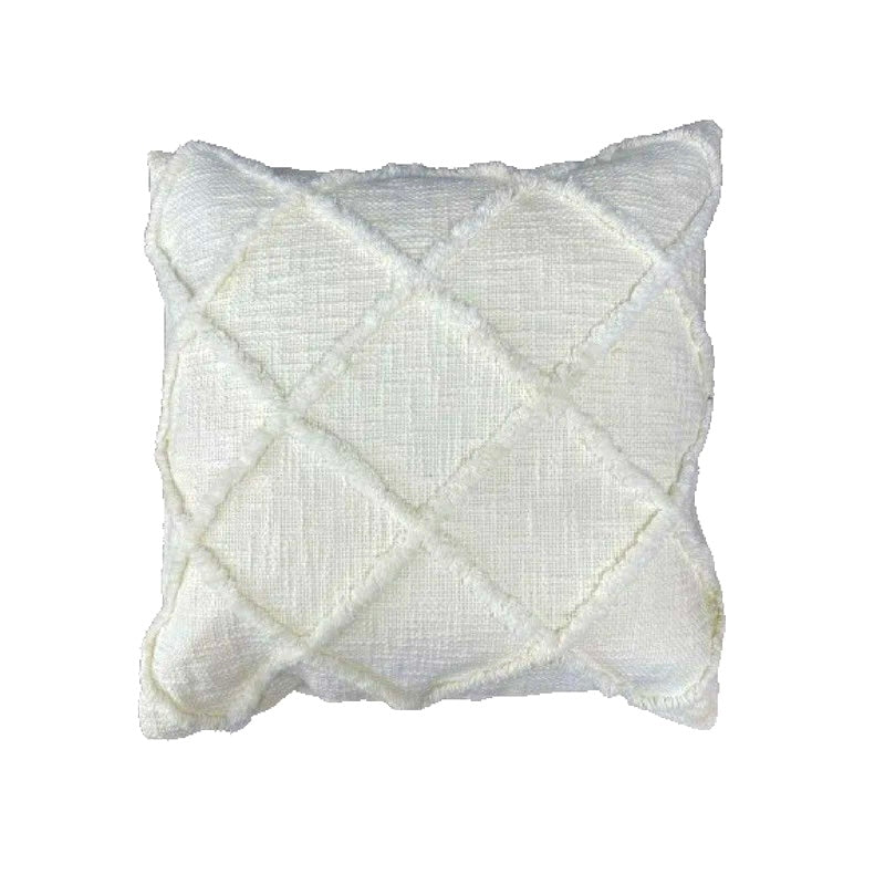 Cotton Slub Yarn Cushion (Diamond) (Ivory)
