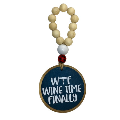 WTF Wine Tag With Plaid Bead