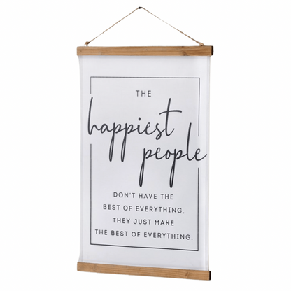 Happiest People Sentiment Fabric Wall Hanging