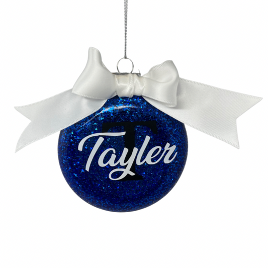 Personalized Glass Glitter Ornament
