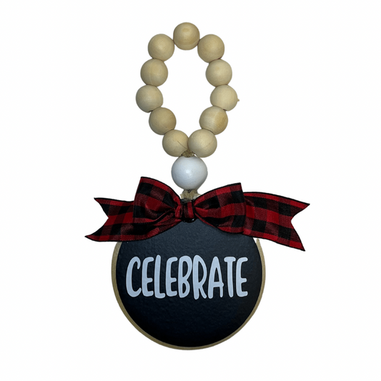 Celebrate Wine Tag With Plaid Bow