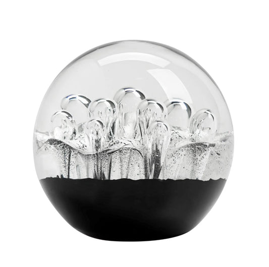 Black & White Bubble Glass Ball 3" Paperweight Decor