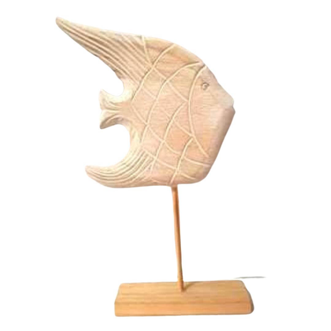 Wooden Natural Fish On Base - Imperial Gifts And Decor
