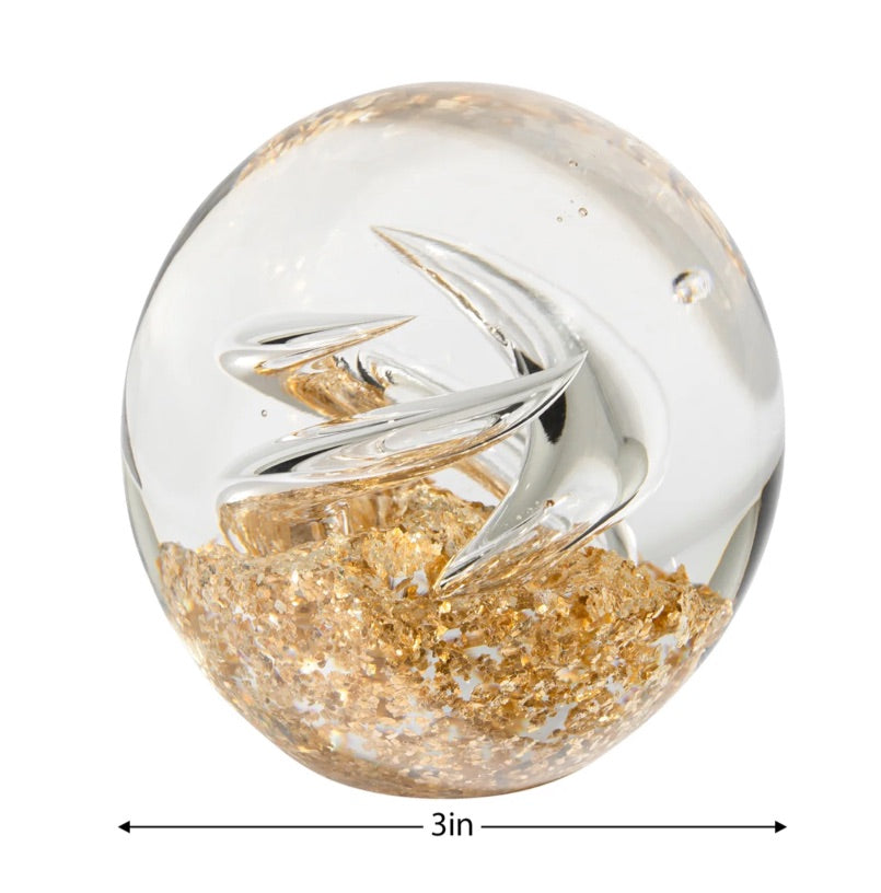 Glitter Glass Ball 3" Paperweight Decor - Swirl