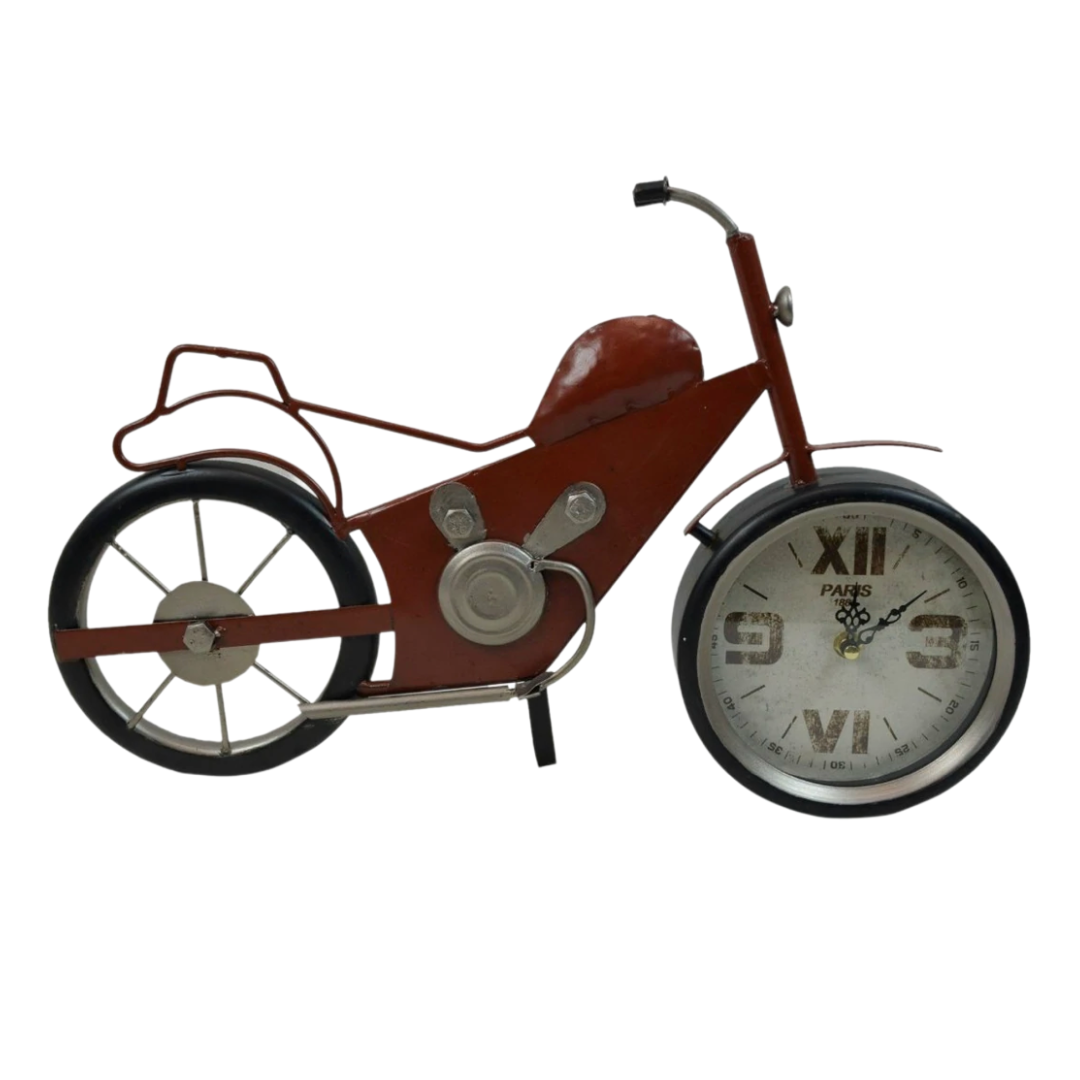 Motorcycle Table Clock Brown & Black