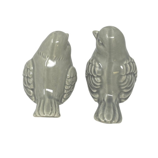 Grey Sitting Ceramic Bird - Set Of 2
